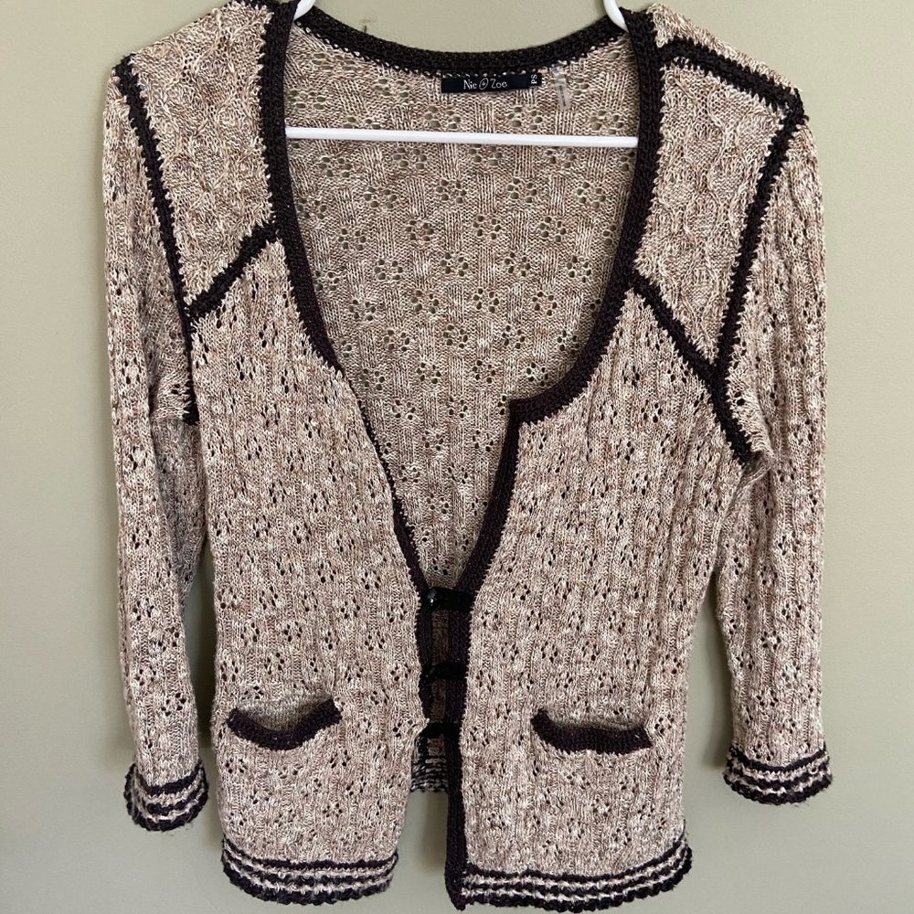 Nic+Zoe Brown 3 Button Cardigan, Size PS
